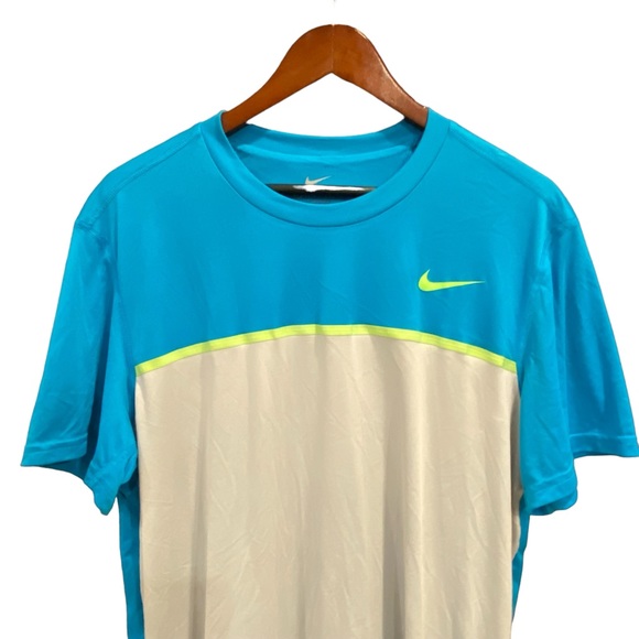 Nike Dri Fit T-Shirt Men's Blue & White Athletic Shirt Size XL - Picture 2 of 8